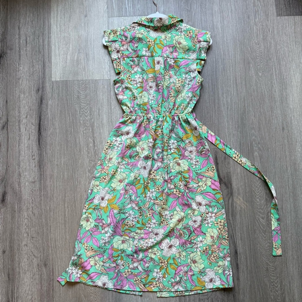Monteau Mint Green Floral Midi Dress - Picture 2 of 10